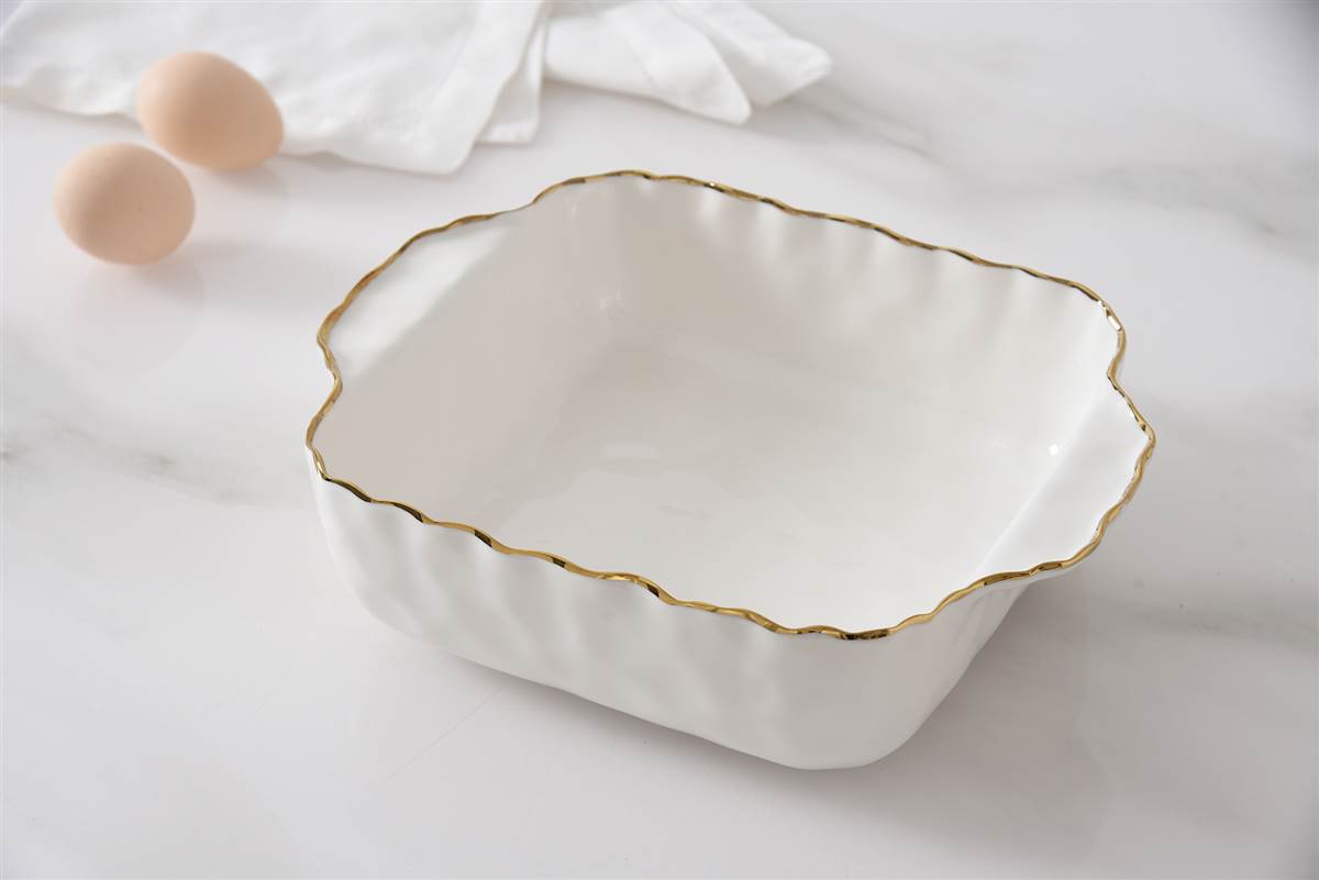 Baking Dish blanco con Dorado - Imagen 3